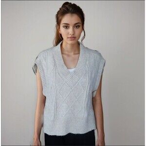 Women's Gray Cable Knit Sweater Vest